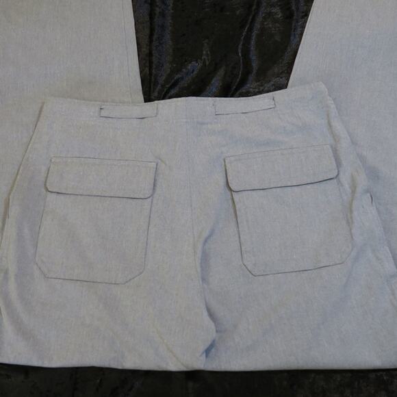 Baggy Wide Leg Chino Cargo Pants Gray 6 pocket Button Tie Y2k 90s Loose 2000 18 - Picture 6 of 15